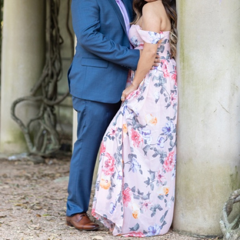 Lulus Off The Shoulder Blush Floral Dress